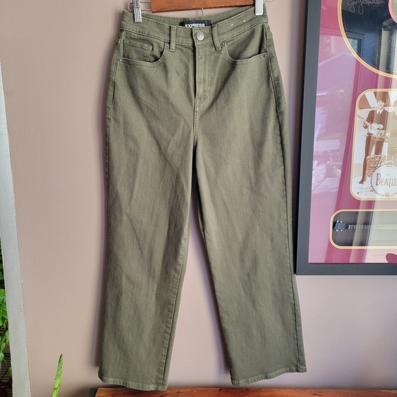 Express Denim - NWOT Express Women's Military Green Jean Super High Rise sz 2 Ankle Leg Stretch